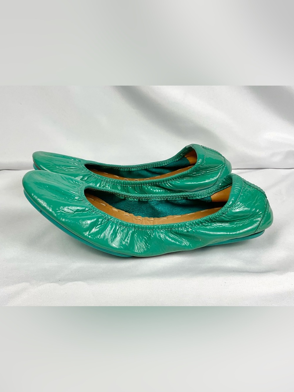 Tieks Emerald Green Patent Leather Foldable Ballet Flats Women’s Size 8 Shoes